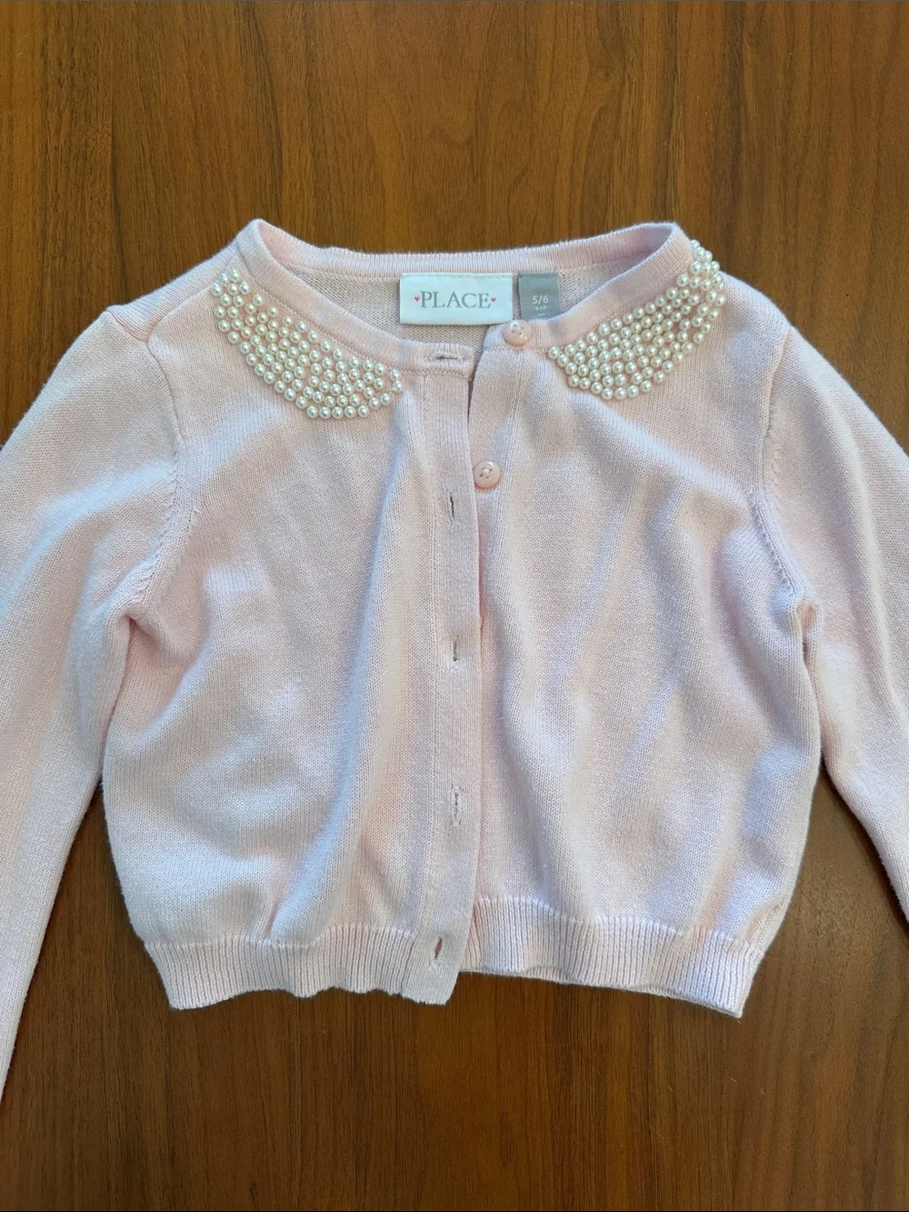 The Children's Place Light Pink Pearl Collar Cardigan ballet dance sweater